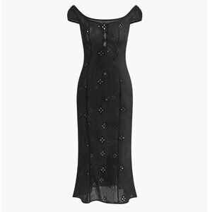 Cotton Keyhole Neckline Midi Dress